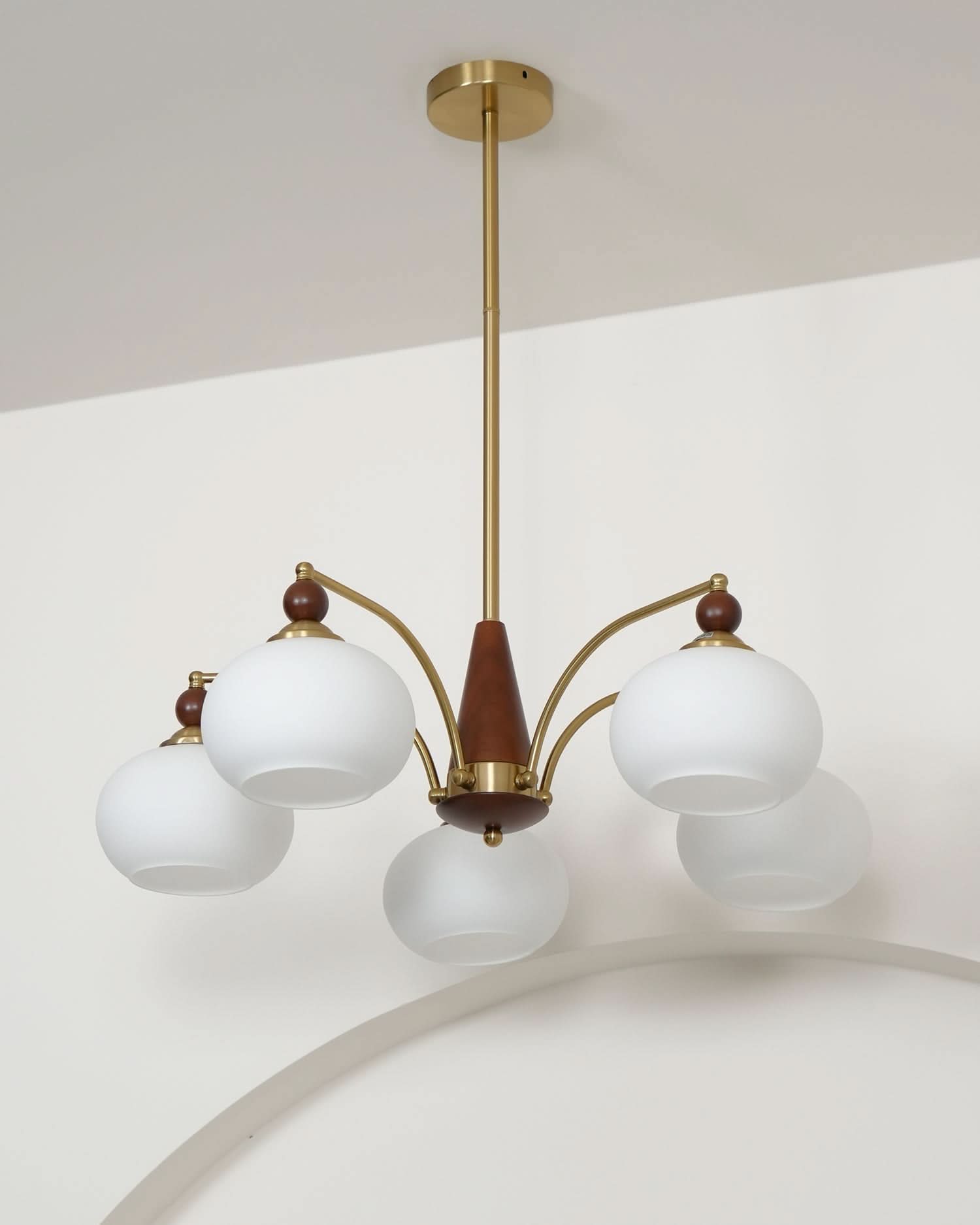 Lampadario Retro Melodica in Legno Vittoriano e Ottone