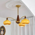 Lampadario Retro Melodica in Legno Vittoriano e Ottone