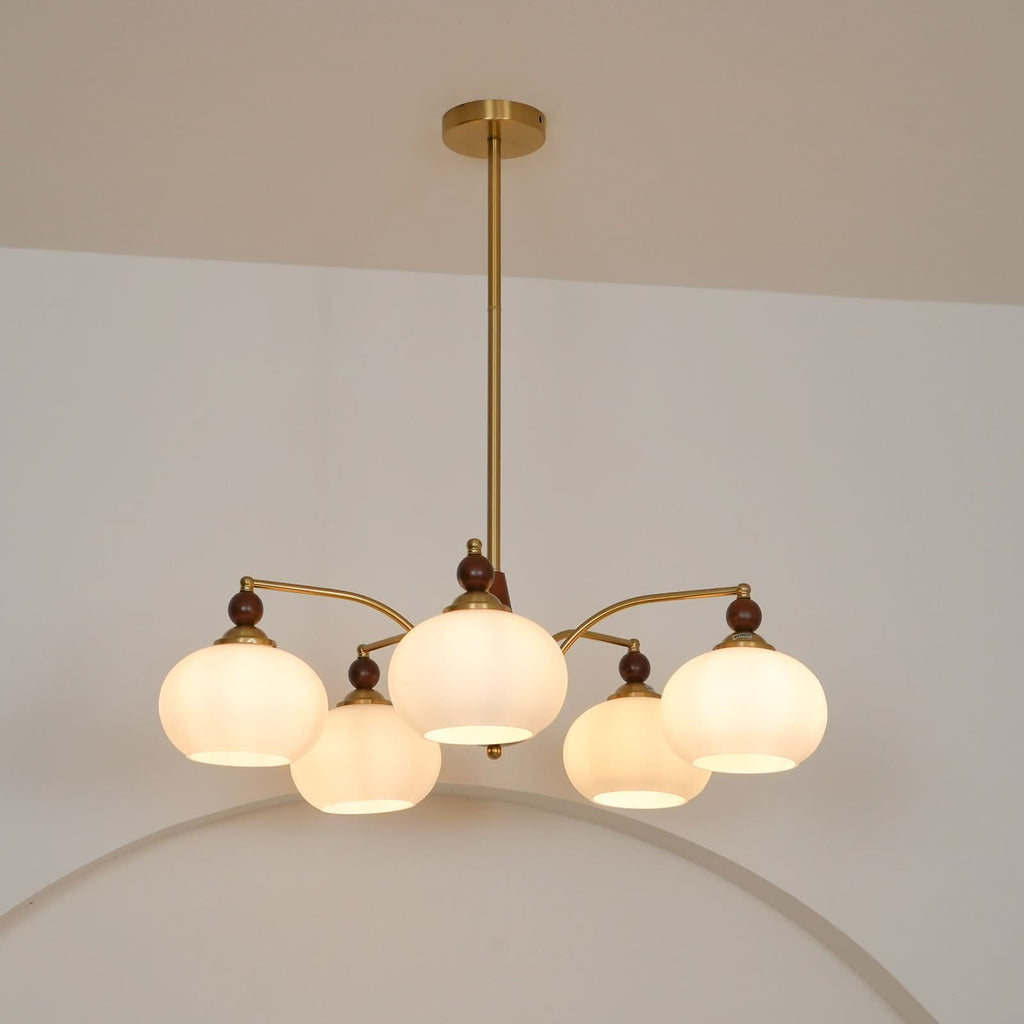 Lampadario Retro Melodica in Legno Vittoriano e Ottone