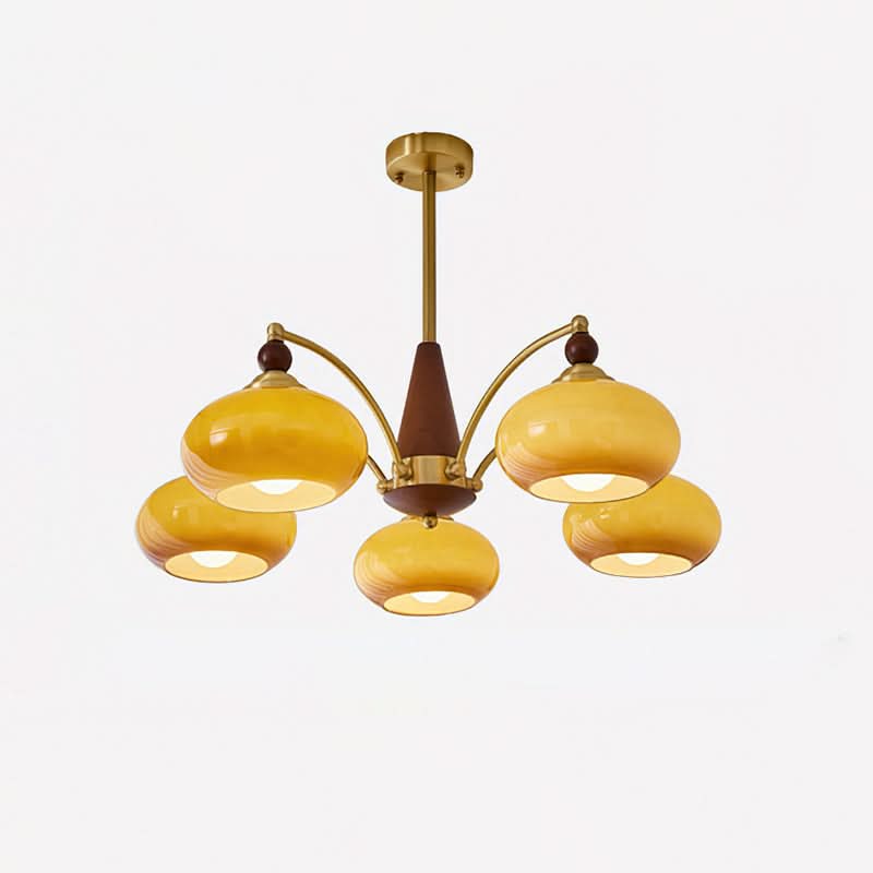 Lampadario Retro Melodica in Legno Vittoriano e Ottone