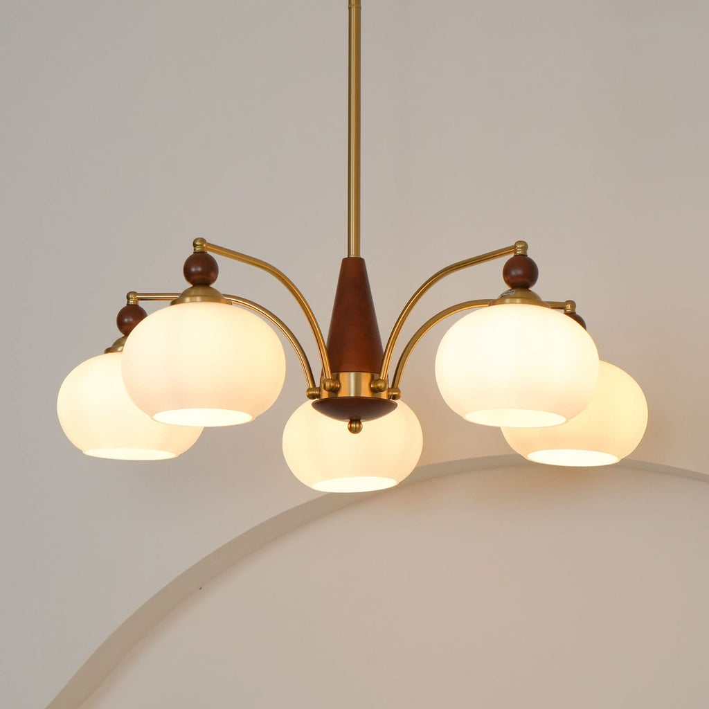 Lampadario Retro Melodica in Legno Vittoriano e Ottone
