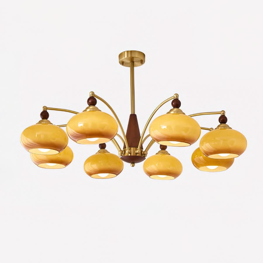 Lampadario Retro Melodica in Legno Vittoriano e Ottone