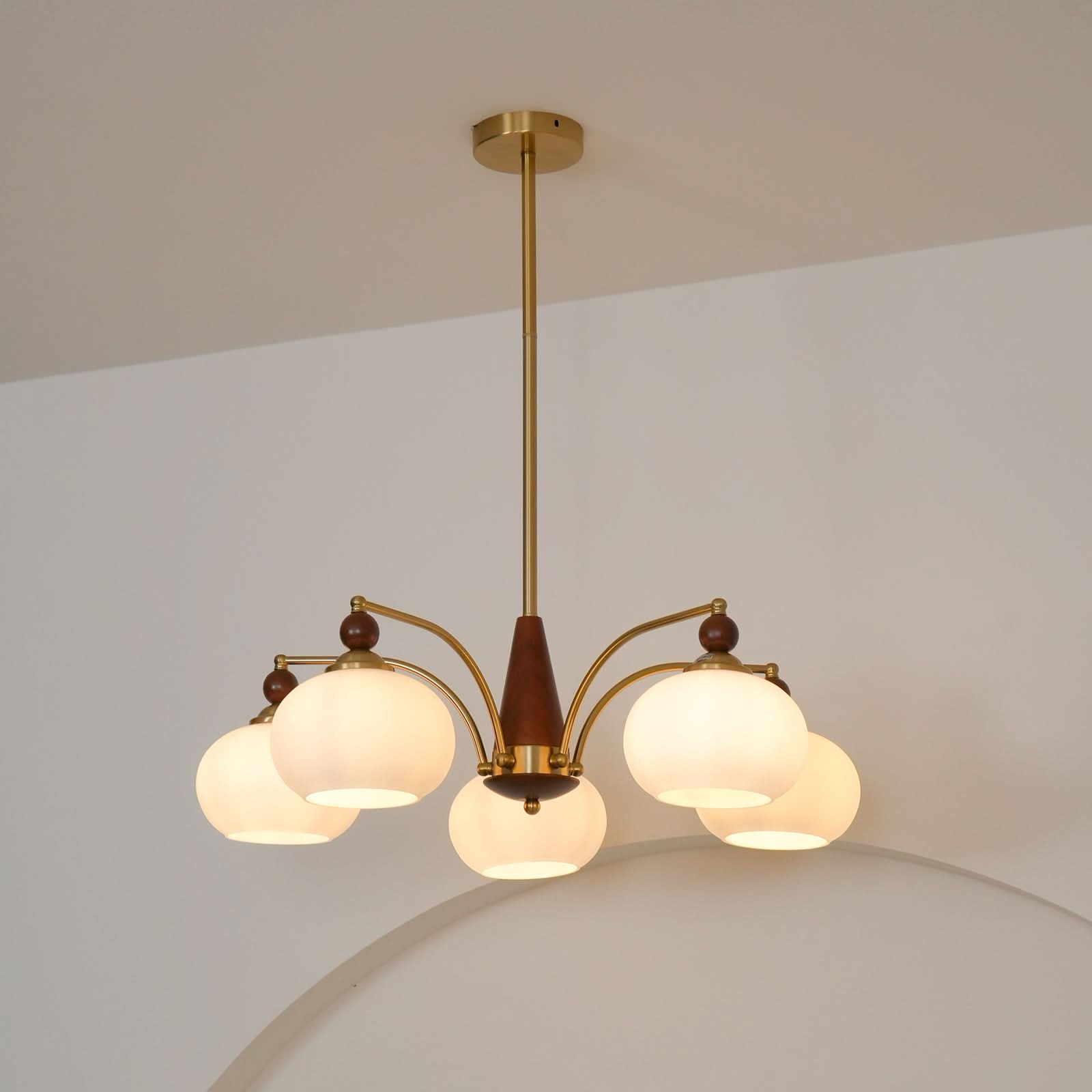 Lampadario Retro Melodica in Legno Vittoriano e Ottone