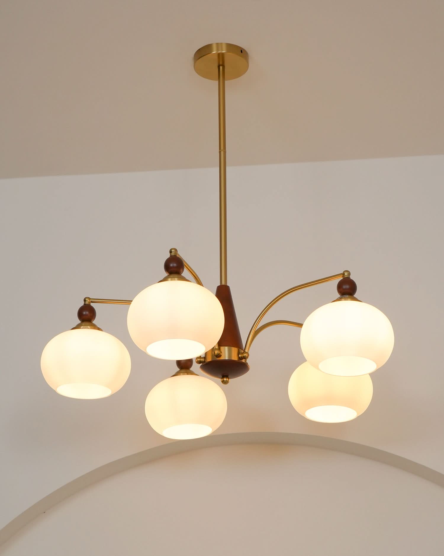 Lampadario Retro Melodica in Legno Vittoriano e Ottone