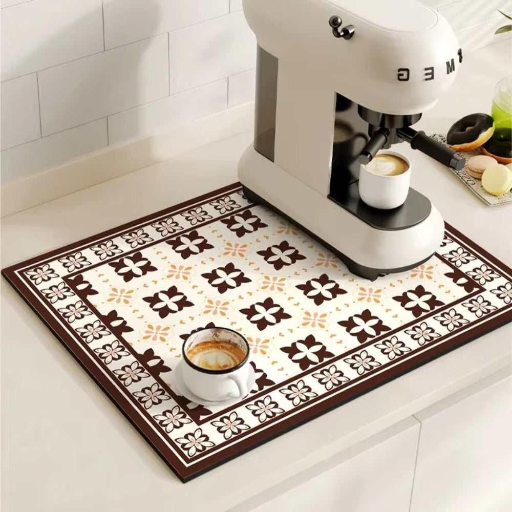 Tappetino Assorbente per Caffè con Design di Piastrelle Retro