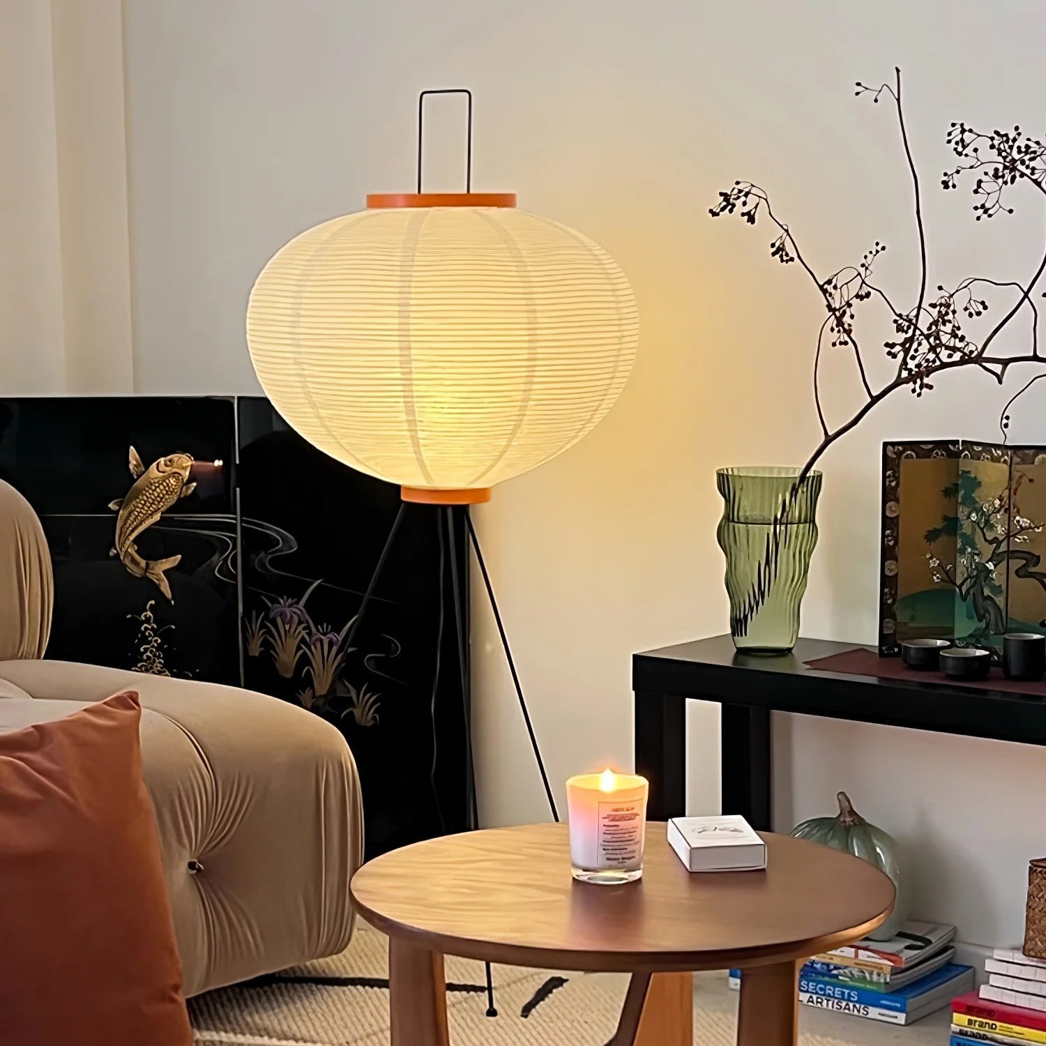 Kira | Lampada da terra in carta di riso giapponese con luce ambientale soffusa