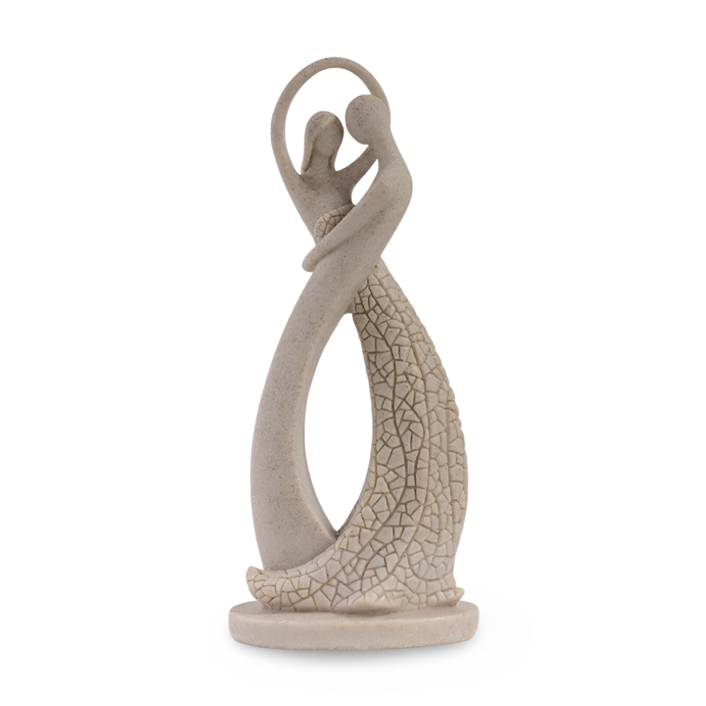 SandHeart Duo – Elegante Coppia Romantica in Resina Simile alla Arenaria