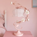 Lampada a Cupola di Vetro con Rosa – Luce da Tavolo Shabby Chic