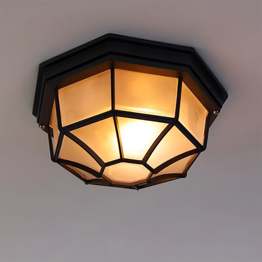 Ravi | Lampada da soffitto esterna in alluminio e vetro rustico con grado di protezione IP65, E27, due dimensioni