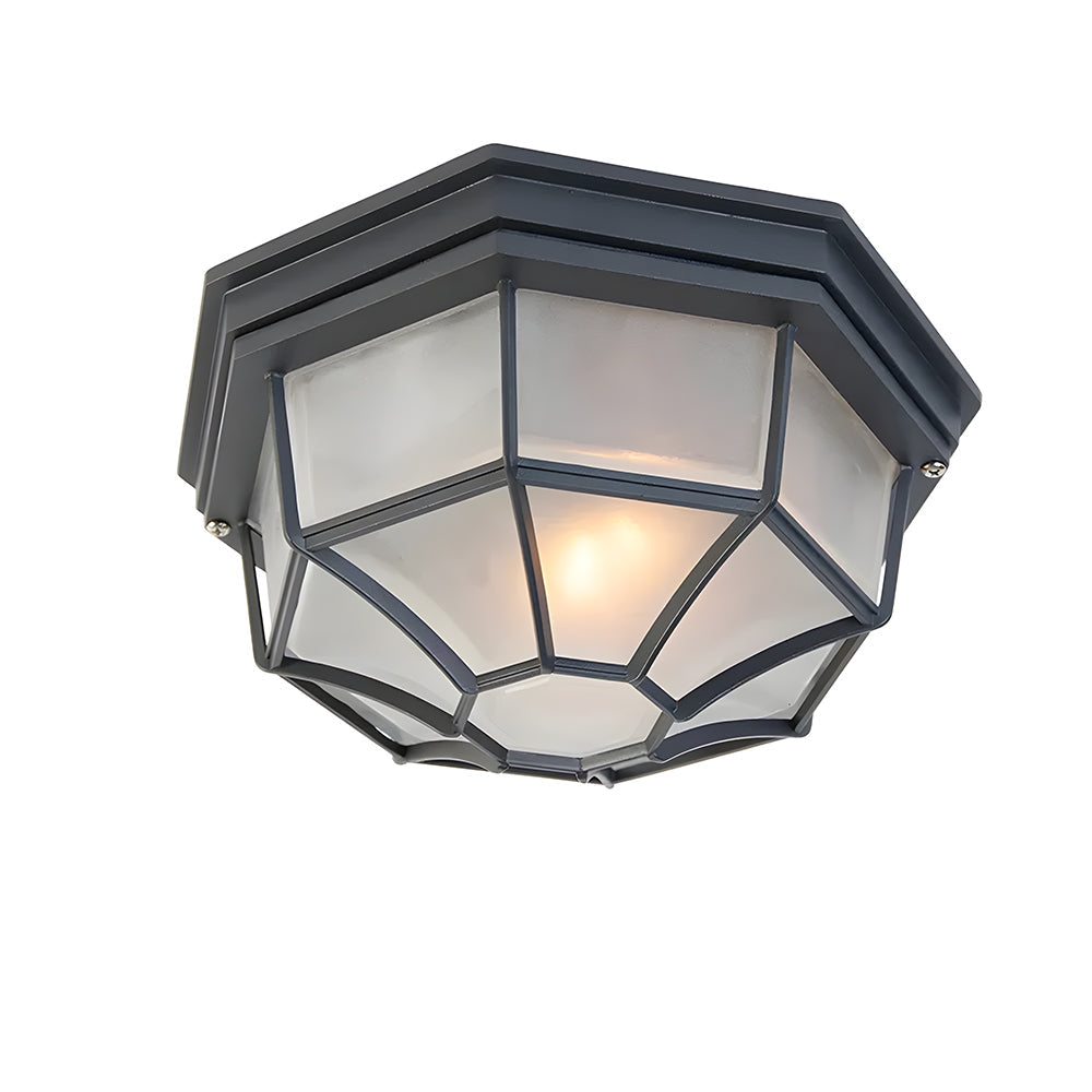 Ravi | Lampada da soffitto esterna in alluminio e vetro rustico con grado di protezione IP65, E27, due dimensioni