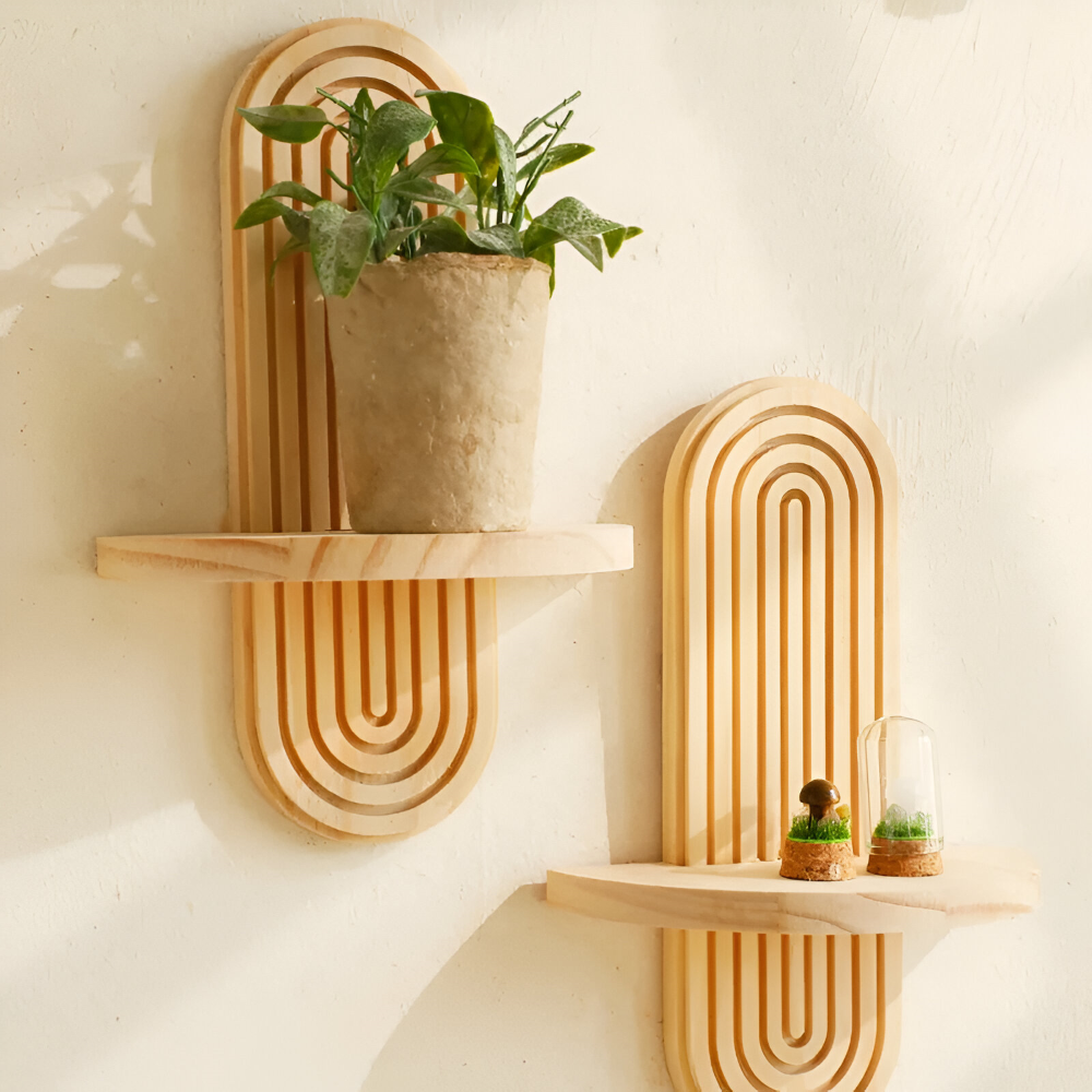 GeoForma – Mensola da Parete Geometrica Moderna in Legno (35 cm)