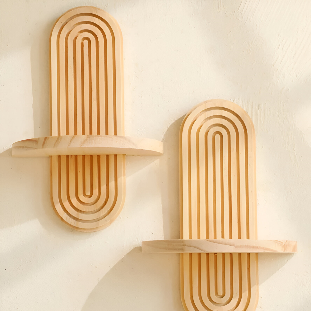 GeoForma – Mensola da Parete Geometrica Moderna in Legno (35 cm)