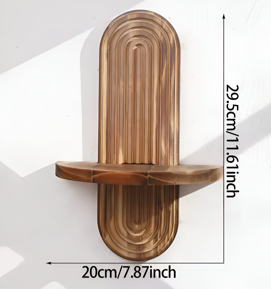 BohoRust Shelf – Mensola Geometrica in Legno Fatta a Mano con Design Ovale Rustico