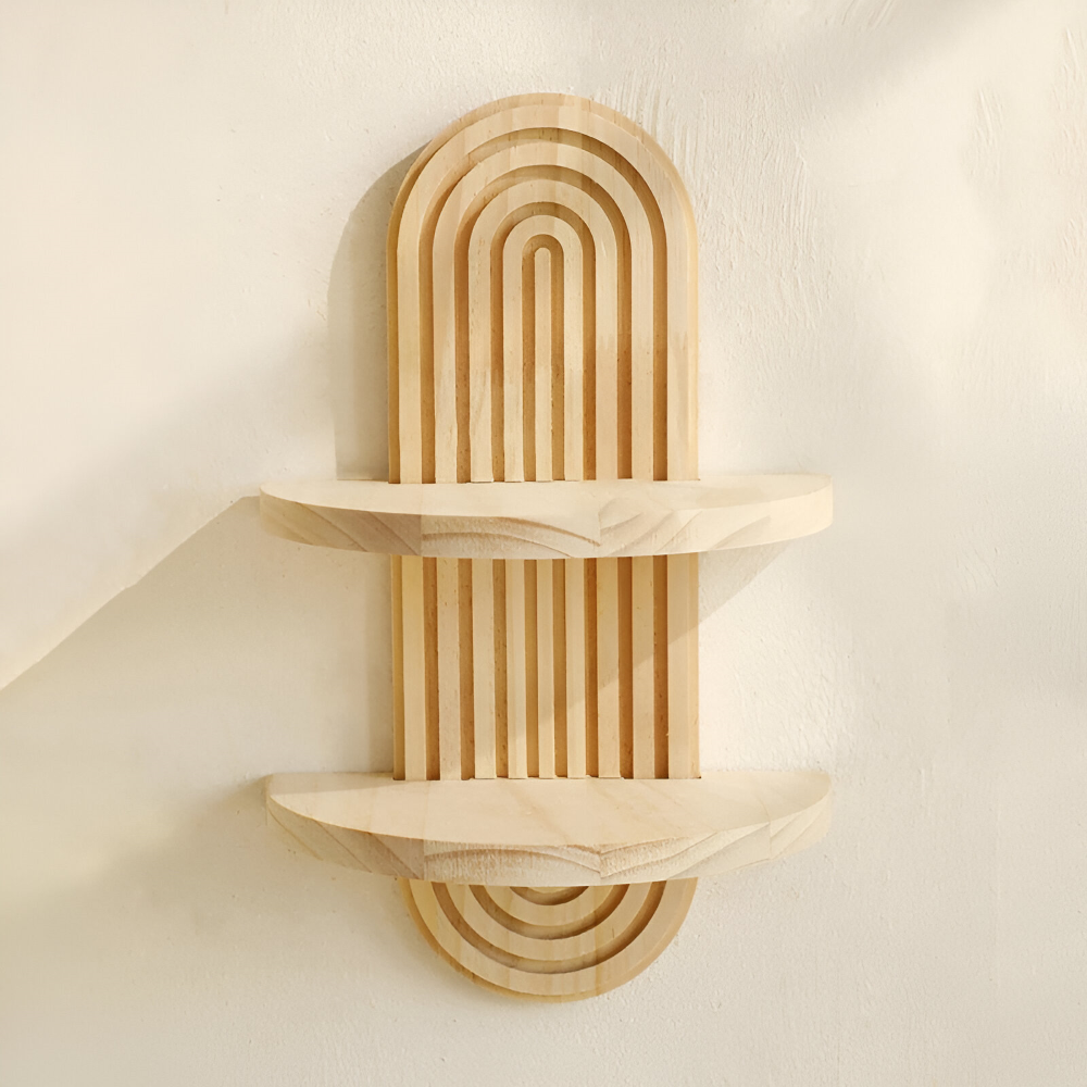 GeoForma – Mensola da Parete Geometrica Moderna in Legno (35 cm)