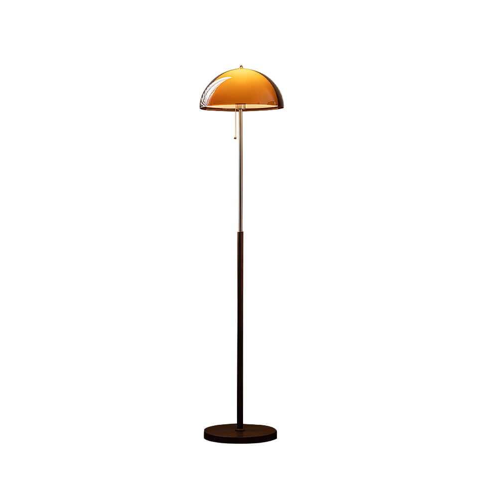 Evelisse | Lampada da Terra Ispirata al Retro con Cupola Ambra e Luce Calda