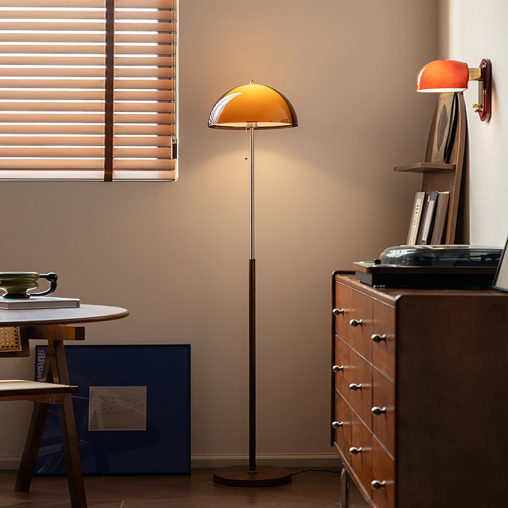 Evelisse | Lampada da Terra Ispirata al Retro con Cupola Ambra e Luce Calda