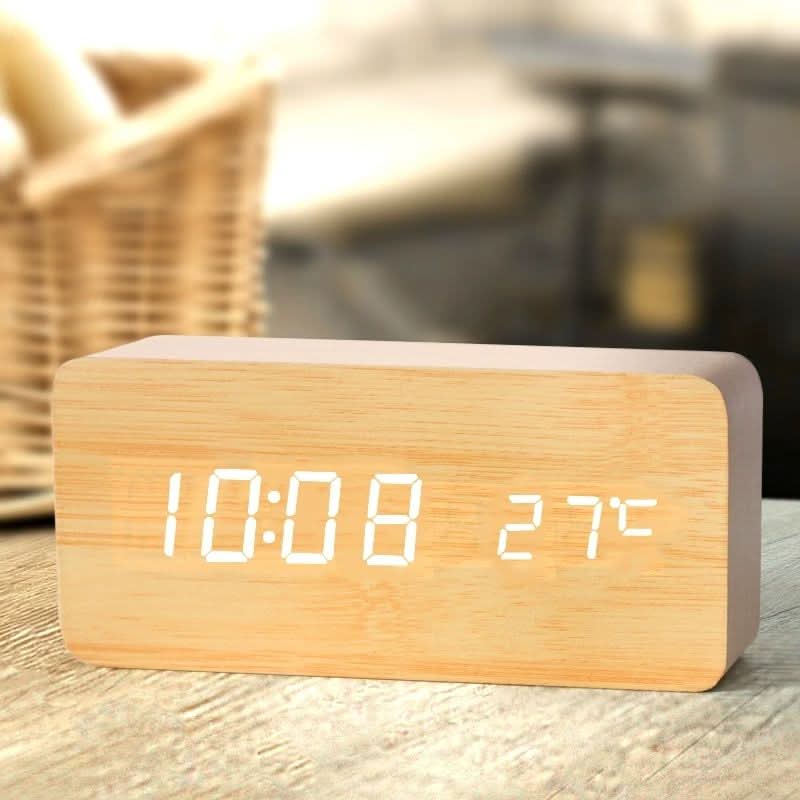 TIMBERGLOW LED Sveglia – Digitale e Stile in Design Naturale di Legno
