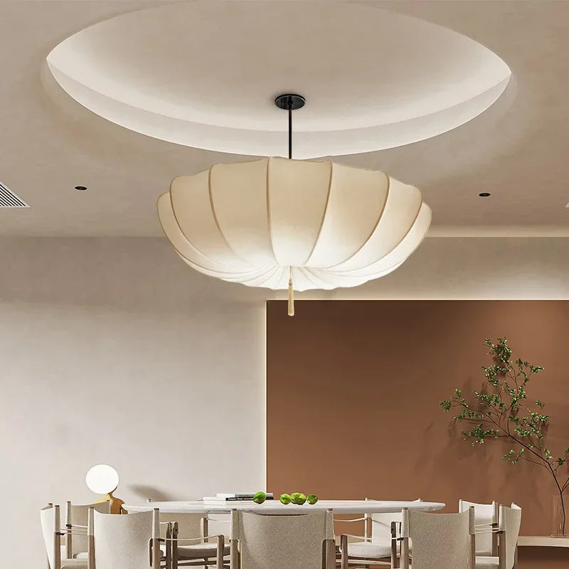 Lampadario Minimalista in Tessuto Nordic Wabi-Sabi