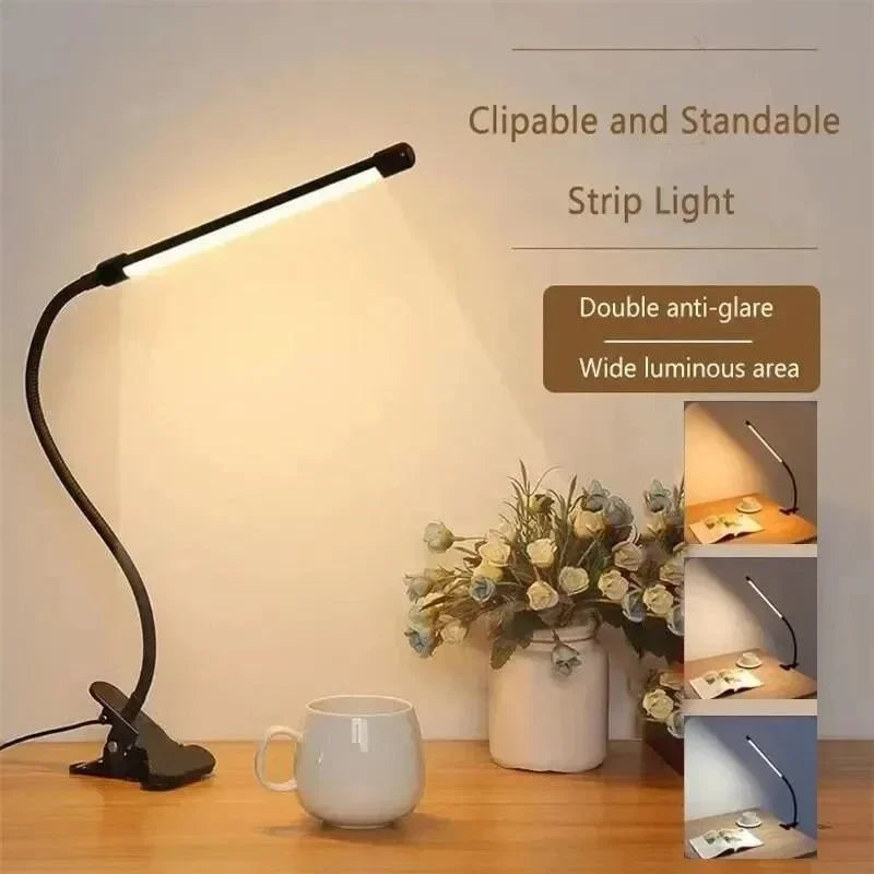 Luce a morsetto LED LumaFlex | 3 colori di luce e 10 livelli di luminosità | Funzionamento USB | Braccio flessibile | Amico degli occhi e dimmerabile