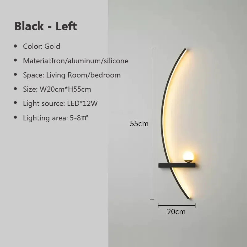 Lampada da Parete Contemporanea Edge – Nera & Oro Illuminazione Interna/Esterni per Stanze Moderne