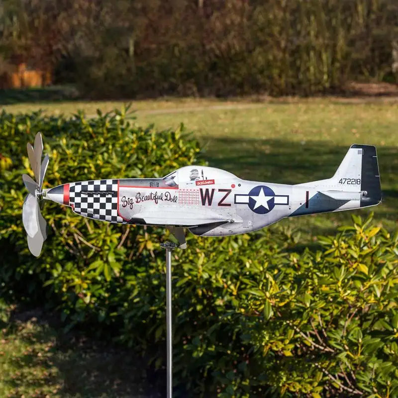 Girandola AeroTwist | Mulino a vento per giardino a forma di aereo in acciaio inossidabile | Resistente alle intemperie e rotante nel vento | Per giardino, terrazza e balcone