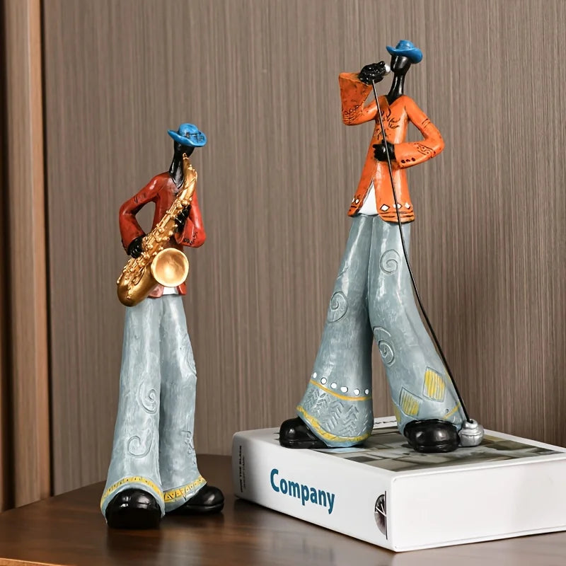 Statua in Resina di Musicista Jazz Decorazione Musicale