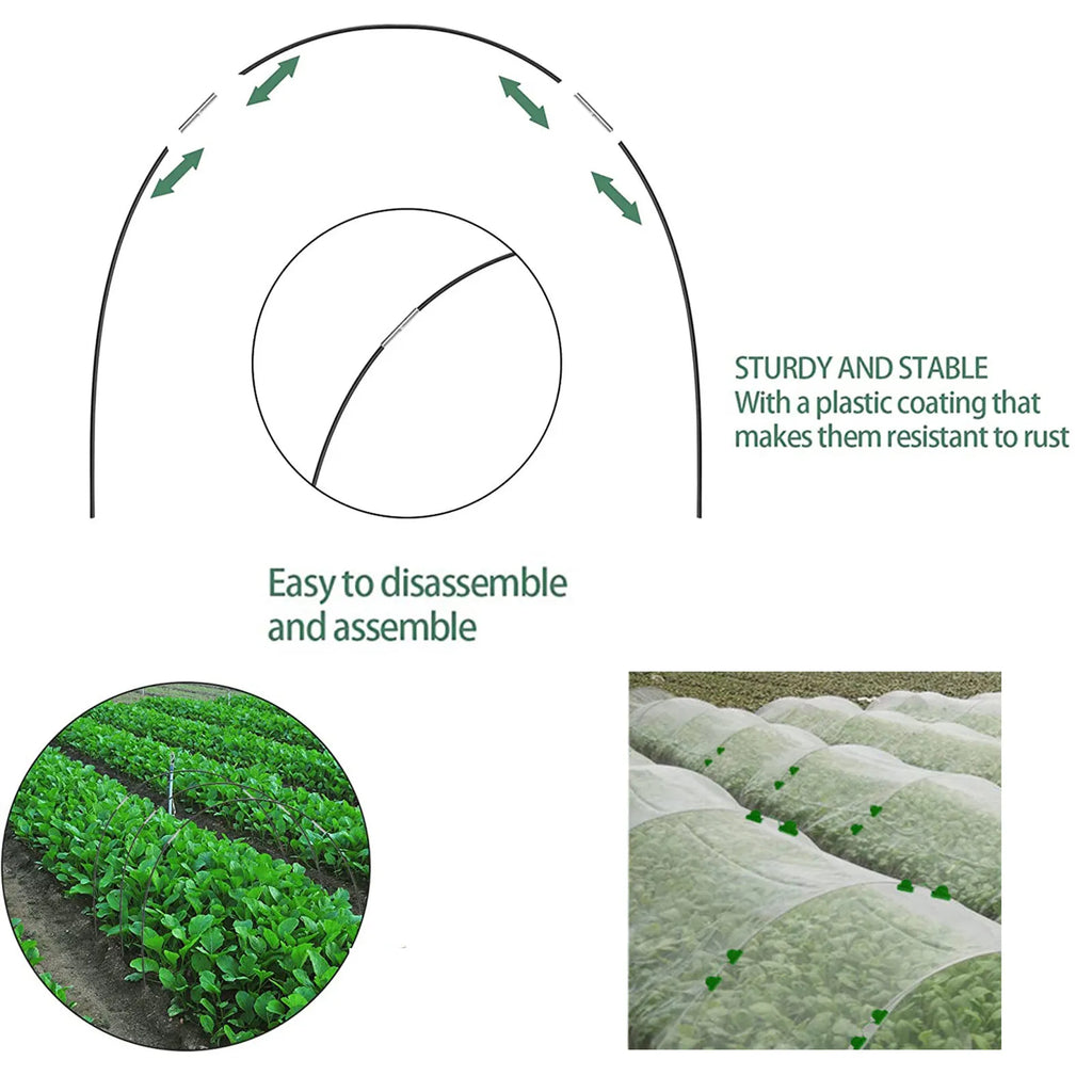 Set di archi da giardino Plantura FlexGrow in fibra di vetro Tunnel per piante fai-da-te per aiuole rialzate e serre | Resistente alla ruggine e riutilizzabile | Inclusi connettori