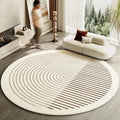 Tappeto Rotondo Striato in Stile Giapponese spesso e Lavabile con Retro Antiscivolo