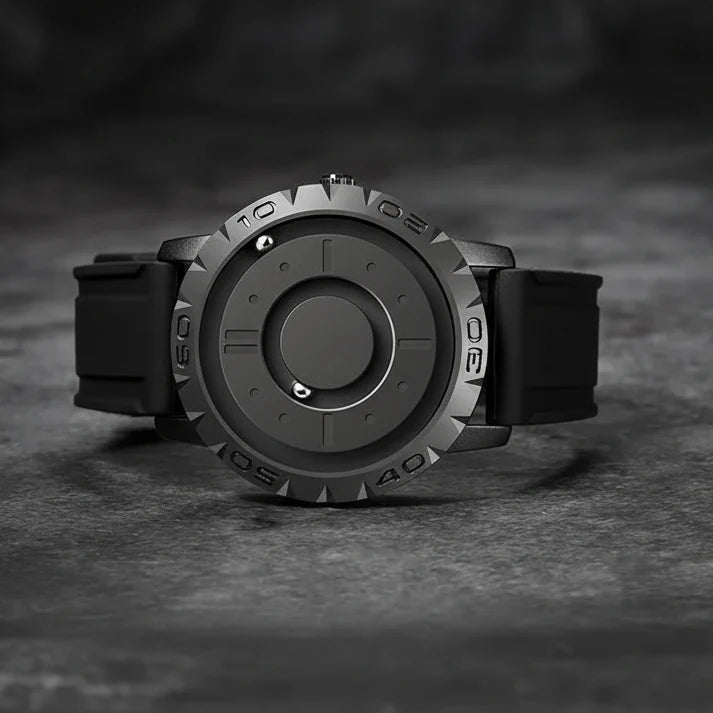 Orologio Magnetball – Orologio a sfera magnetica con cassa in acciaio inossidabile e bracciale a rete – Visualizzazione del tempo futuristica per gli amanti della tecnologia