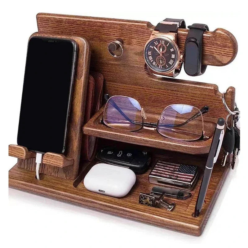 Tre Nattbord Telefon Dockingstasjon – Regal Multifunzionale per Portafoglio, Orologio e Conservazione, Ideale per San Valentino