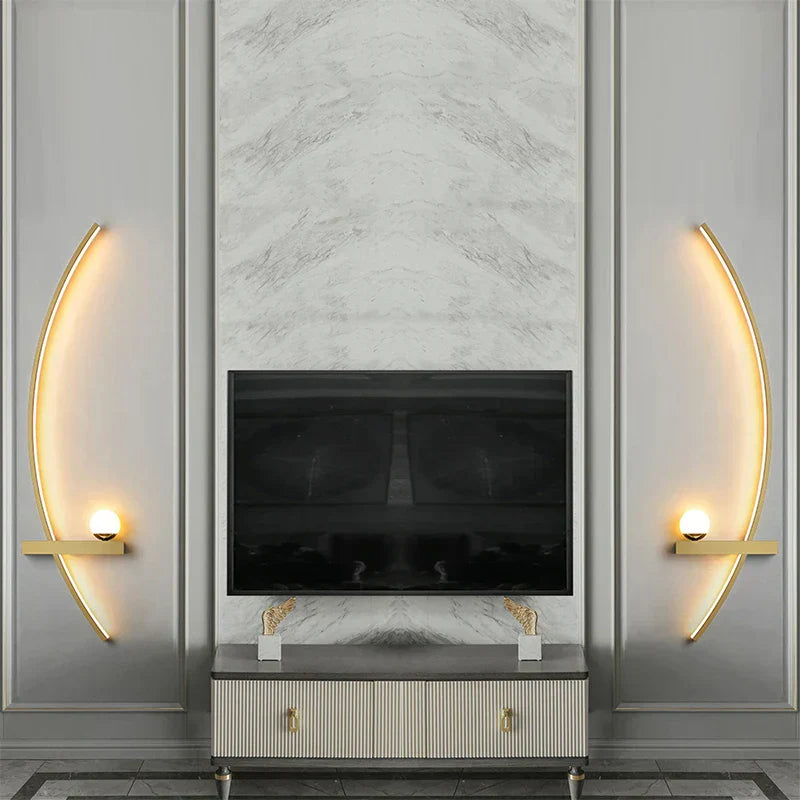 Lampada da Parete Contemporanea Edge – Nera & Oro Illuminazione Interna/Esterni per Stanze Moderne