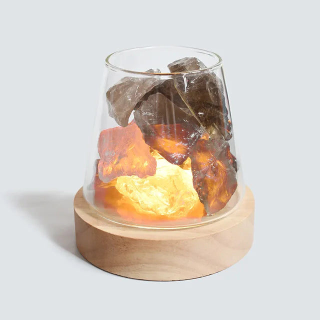 Lampada di Sale Himalayana - Luce Notturna Cristallina & Diffusore di Olio Essenziale