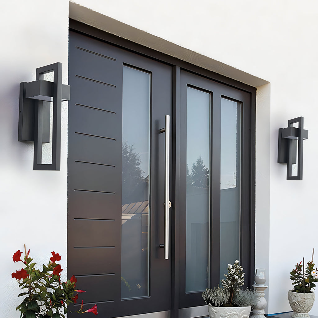 Lampada da Parete Moderna in Acciaio Nero per Esterni Design Architettonico