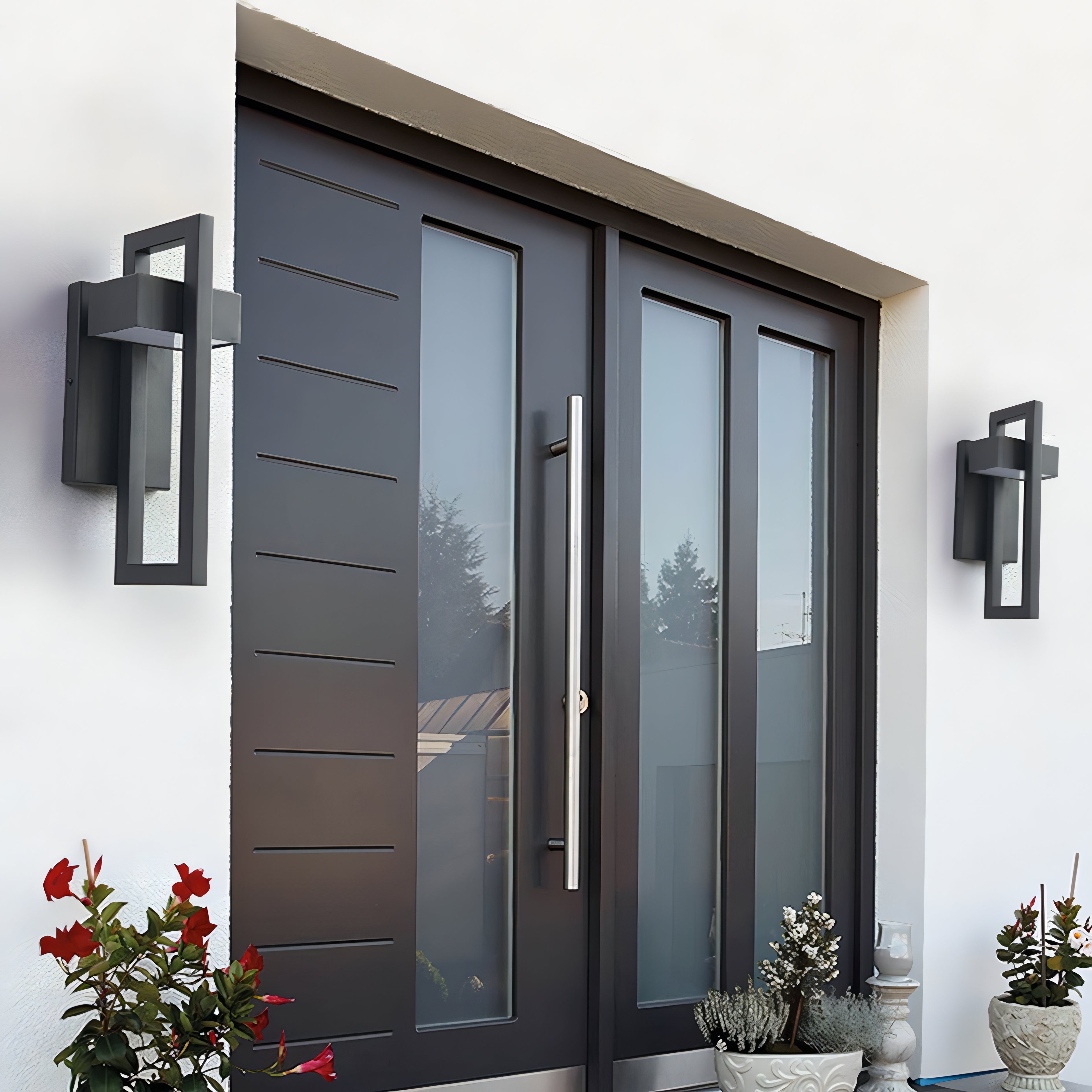 Lampada da Parete Moderna in Acciaio Nero per Esterni Design Architettonico
