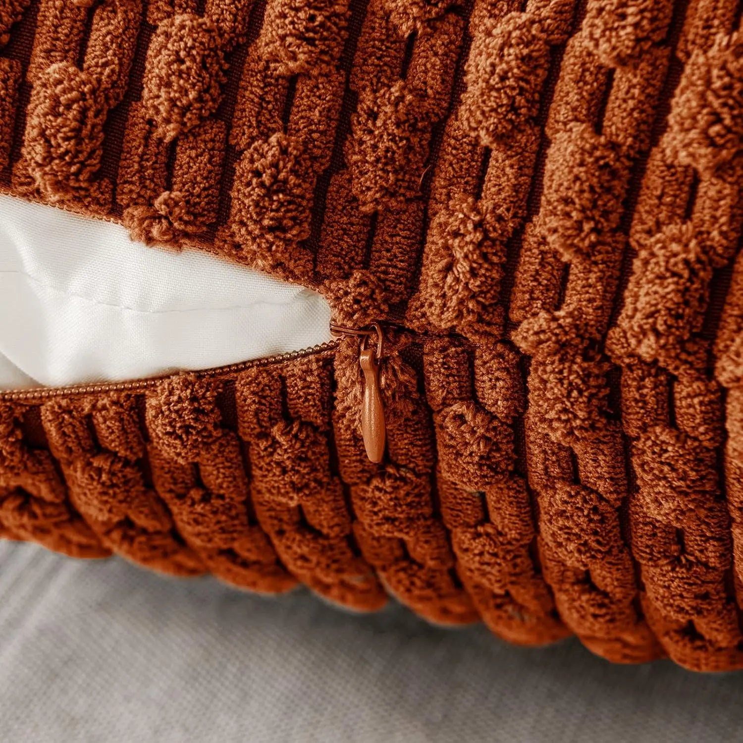 Boho Cuscino in Velluto a Coste – Elegante Copricuscino Decorativo a Strisce per Divano o Letto