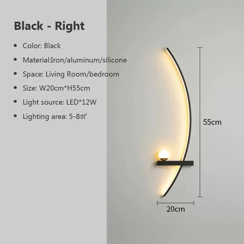 Lampada da Parete Contemporanea Edge – Nera & Oro Illuminazione Interna/Esterni per Stanze Moderne