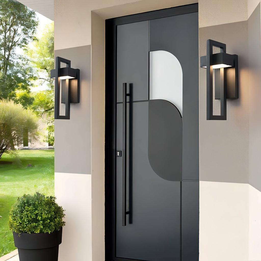 Lampada da Parete Moderna in Acciaio Nero per Esterni Design Architettonico