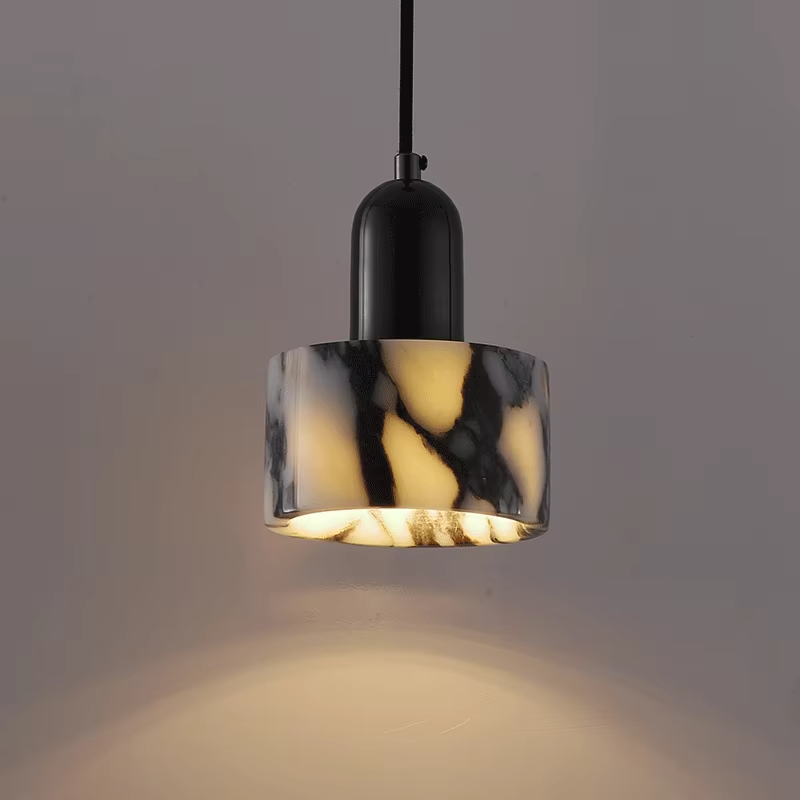 Lampada a sospensione in marmo nero per interni moderni