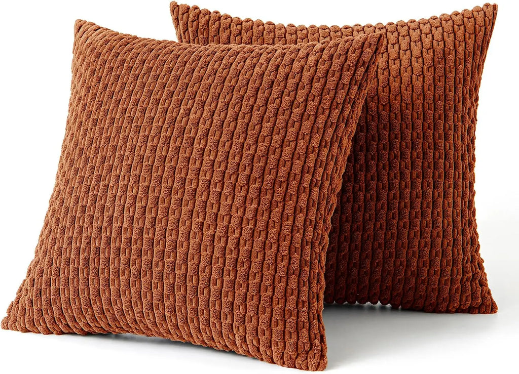 Boho Cuscino in Velluto a Coste – Elegante Copricuscino Decorativo a Strisce per Divano o Letto