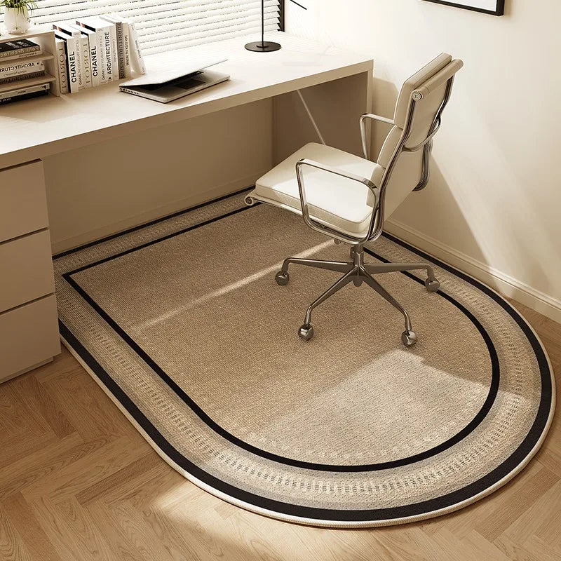 Tappetino per Sedia Ufficio Rotondo 100cm – Protettore per Pavimento Antiscivolo a Strisce Beige