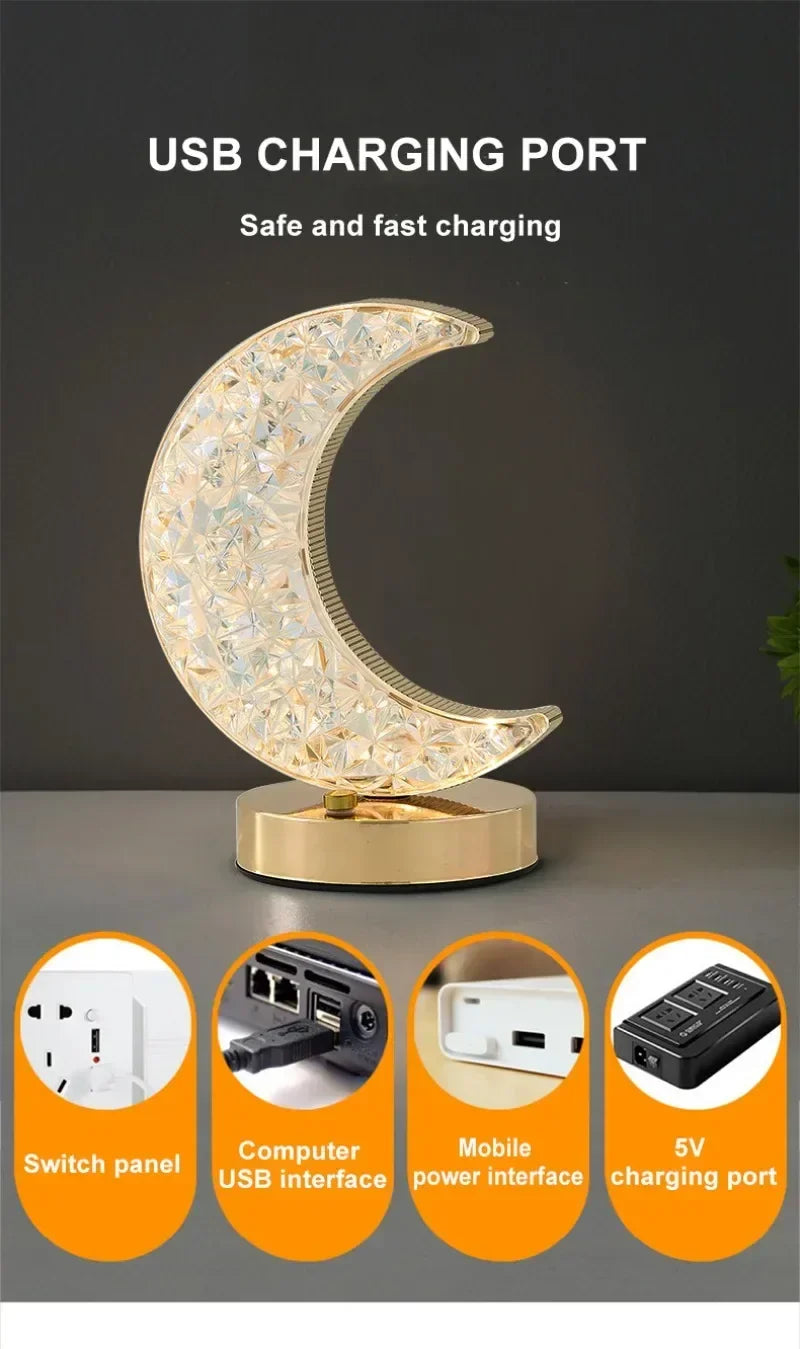 Lampada a Cristallo a Forma di Mezza Luna