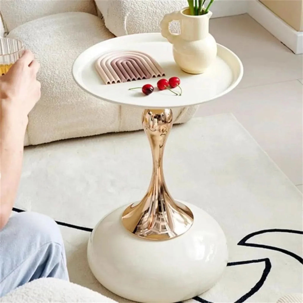 Tavolino Laterale Rotondo in Metallo di Design Italiano per Soggiorno