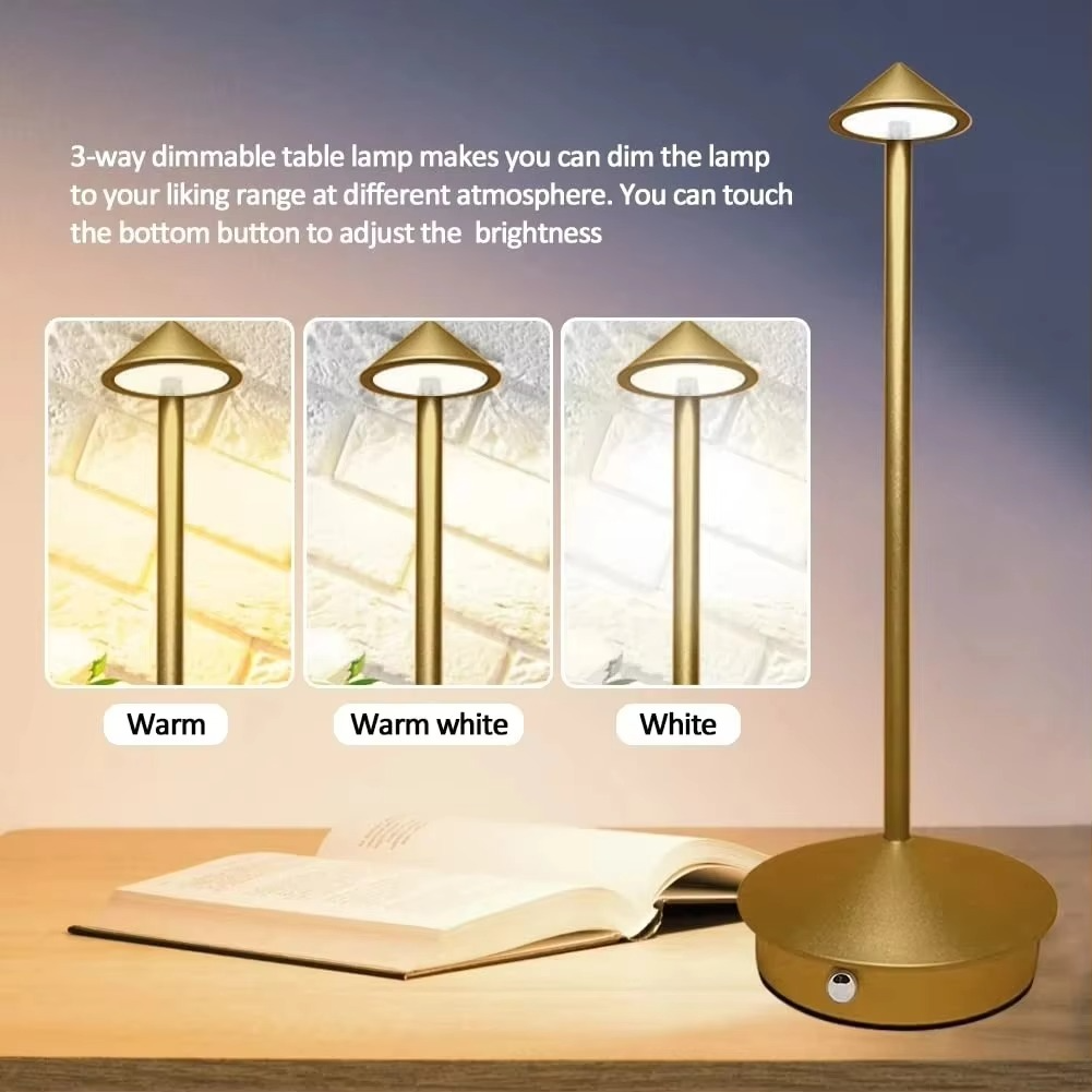 Lampada da Scrivania LED Ricaricabile a Controllo Touch con 3 Modalità di Luce