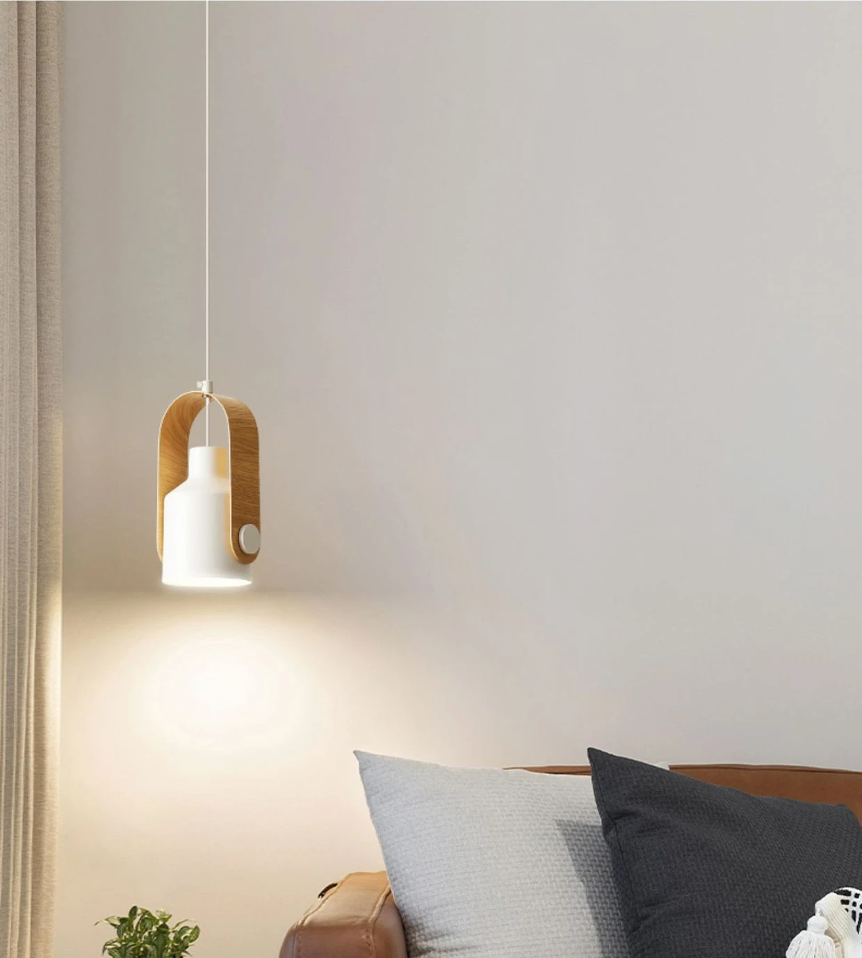 Faretto Pendente in Legno e Metallo Nordico – Luce Sospesa Minimalista