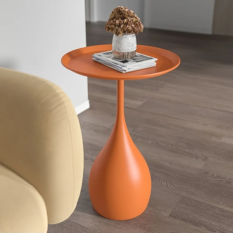 Ariessa - Tavolino rotondo mobile con luce, design mini di lusso per divano o letto