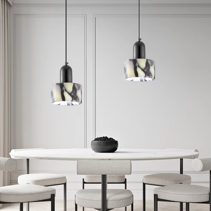 Lampada a sospensione in marmo nero per interni moderni