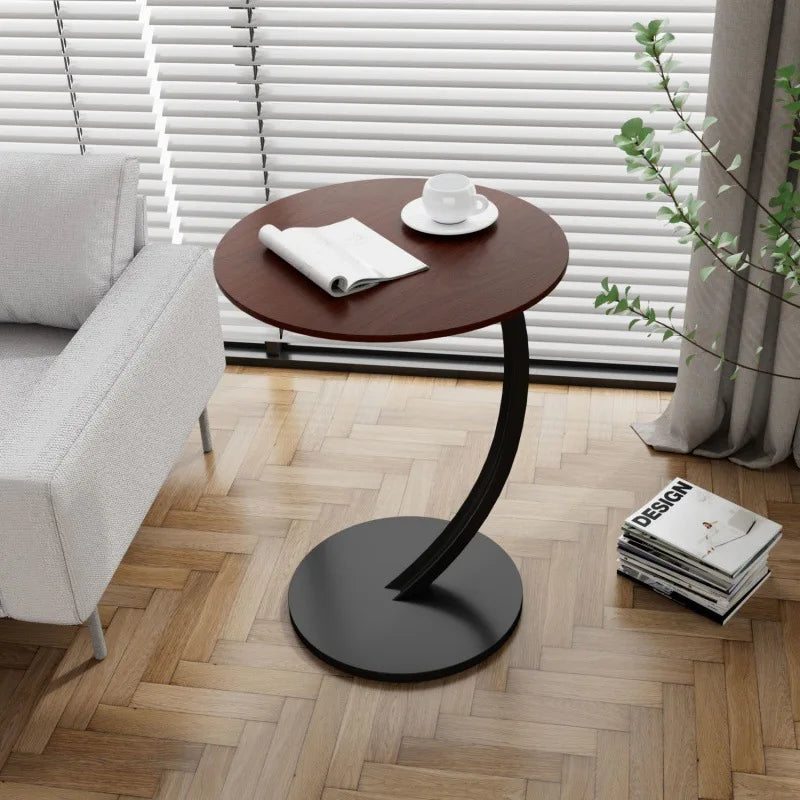 Tavolino Rotondo Compatto per Soggiorno e Camera da Letto con Struttura Stabile