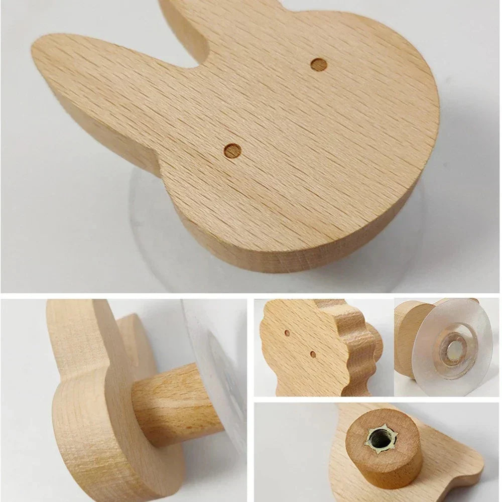 Ganci da Parete in Legno a Forma di Animale - Appendino Adesivo