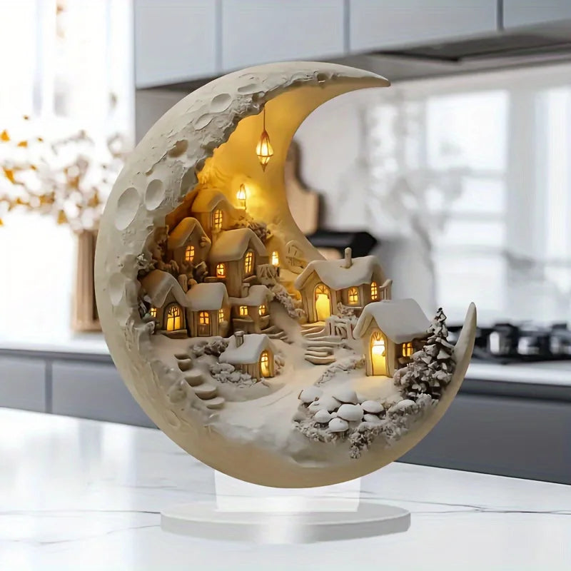 Decorazione invernale della città della luna