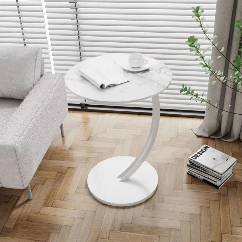 Tavolino Rotondo Compatto per Soggiorno e Camera da Letto con Struttura Stabile